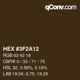 Color code: HEX #3F2A12 | qconv.com