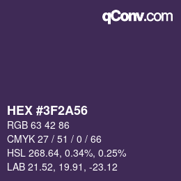 Farbcode: HEX #3F2A56 | qconv.com