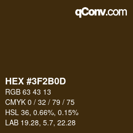 Color code: HEX #3F2B0D | qconv.com