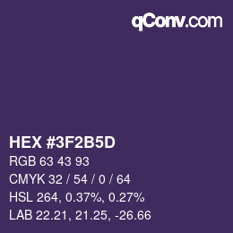 カラーコード: HEX #3F2B5D | qconv.com