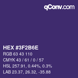 颜色代码: HEX #3F2B6E | qconv.com