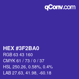Color code: HEX #3F2BA0 | qconv.com