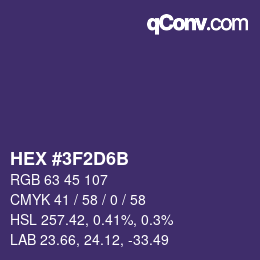 Color code: HEX #3F2D6B | qconv.com