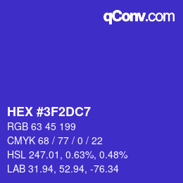 Color code: HEX #3F2DC7 | qconv.com