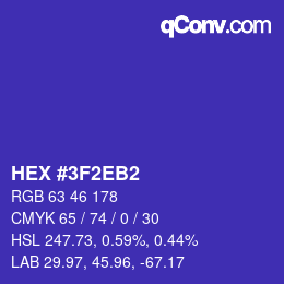 Color code: HEX #3F2EB2 | qconv.com