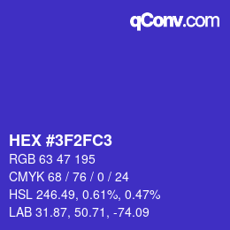 Color code: HEX #3F2FC3 | qconv.com