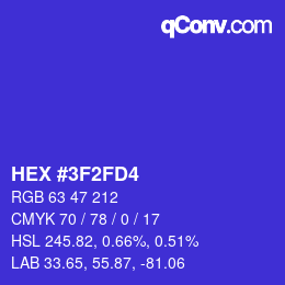 Color code: HEX #3F2FD4 | qconv.com