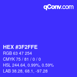 Color code: HEX #3F2FFE | qconv.com