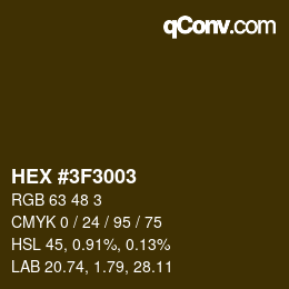 颜色代码: HEX #3F3003 | qconv.com