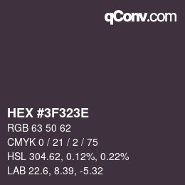 Color code: HEX #3F323E | qconv.com