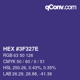 颜色代码: HEX #3F327E | qconv.com