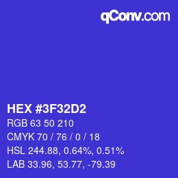 Color code: HEX #3F32D2 | qconv.com