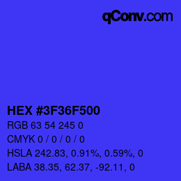 Color code: HEX #3F36F500 | qconv.com