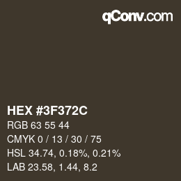 Color code: HEX #3F372C | qconv.com