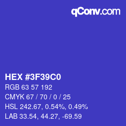 Color code: HEX #3F39C0 | qconv.com
