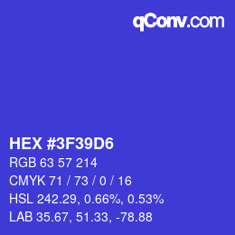 Color code: HEX #3F39D6 | qconv.com