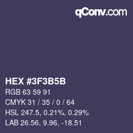 Color code: HEX #3F3B5B | qconv.com