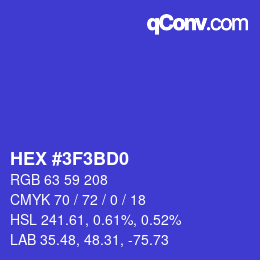 Color code: HEX #3F3BD0 | qconv.com