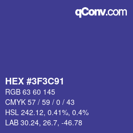 Color code: HEX #3F3C91 | qconv.com