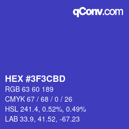 Color code: HEX #3F3CBD | qconv.com