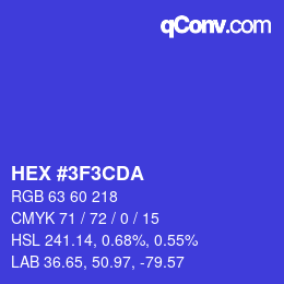 颜色代码: HEX #3F3CDA | qconv.com