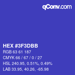 Color code: HEX #3F3DBB | qconv.com