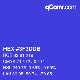 カラーコード: HEX #3F3DDB | qconv.com