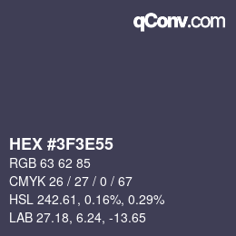 Color code: HEX #3F3E55 | qconv.com