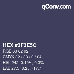 Color code: HEX #3F3E5C | qconv.com