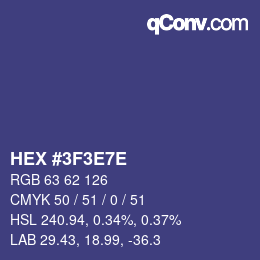 Farbcode: HEX #3F3E7E | qconv.com