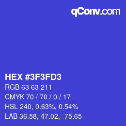 カラーコード: HEX #3F3FD3 | qconv.com