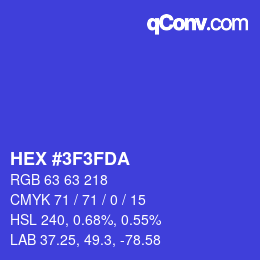 Color code: HEX #3F3FDA | qconv.com
