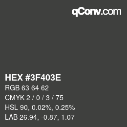 Color code: HEX #3F403E | qconv.com