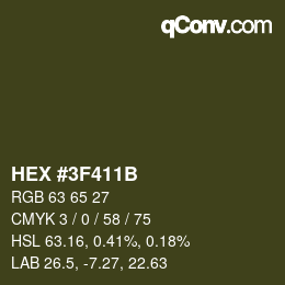 Color code: HEX #3F411B | qconv.com