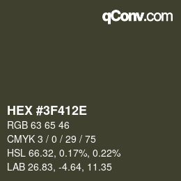 Color code: HEX #3F412E | qconv.com