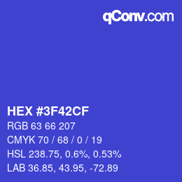 Color code: HEX #3F42CF | qconv.com