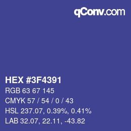 Color code: HEX #3F4391 | qconv.com