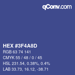 Color code: HEX #3F4A8D | qconv.com