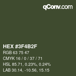 颜色代码: HEX #3F4B2F | qconv.com