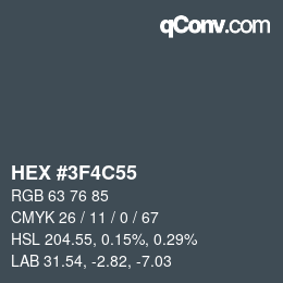 Color code: HEX #3F4C55 | qconv.com