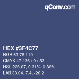 Color code: HEX #3F4C77 | qconv.com
