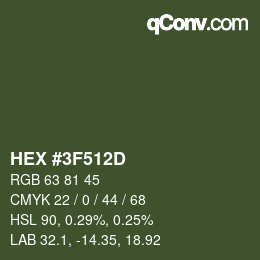 カラーコード: HEX #3F512D | qconv.com
