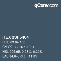 颜色代码: HEX #3F5464 | qconv.com