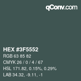 Color code: HEX #3F5552 | qconv.com