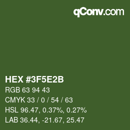 Farbcode: HEX #3F5E2B | qconv.com