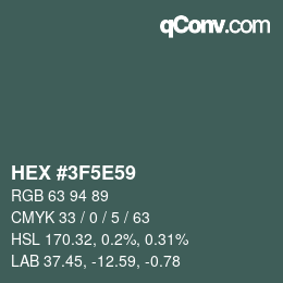 Color code: HEX #3F5E59 | qconv.com