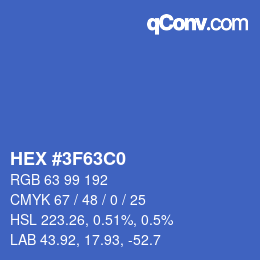Color code: HEX #3F63C0 | qconv.com