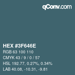 Color code: HEX #3F646E | qconv.com