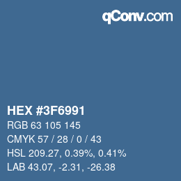 Farbcode: HEX #3F6991 | qconv.com