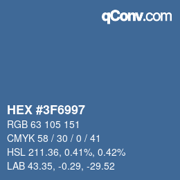 颜色代码: HEX #3F6997 | qconv.com